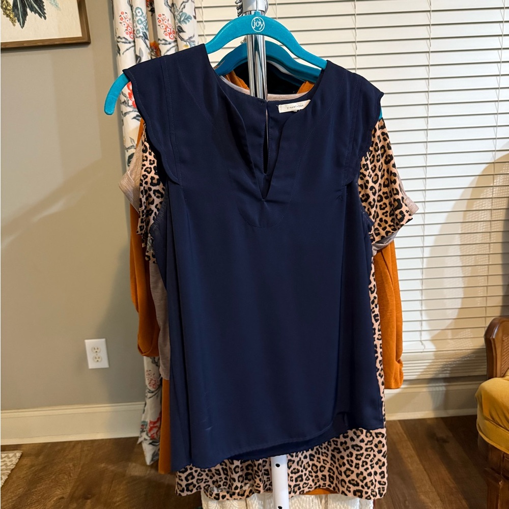 41 Hawthorn Blue Mandarin Collar Blouse